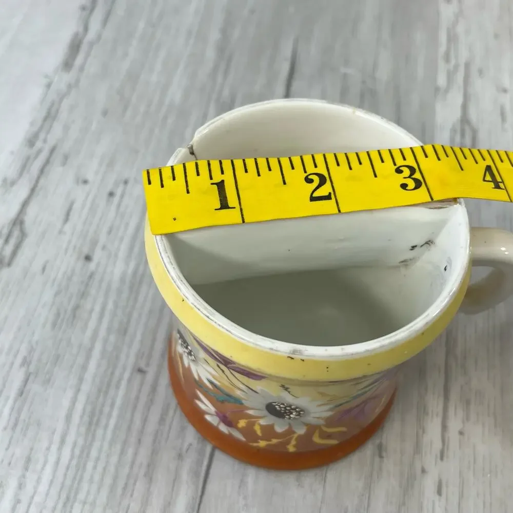 Vintage Yellow Orange Floral Bouquet Shaving Mug Cup Decor